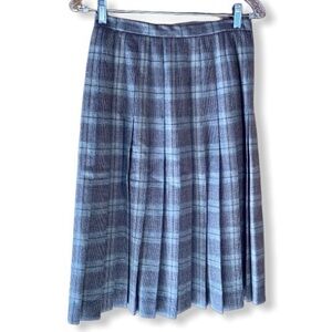Vintage Schrader Sport New York Plaid Pleated Skirt Preppy Academia Tan Size 8